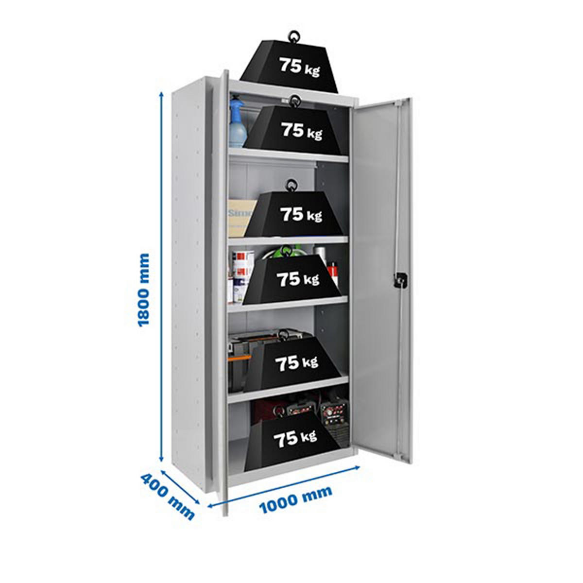 STAHLSCHRANK Amego HxBxT 180x100x40 cm 4x Fachboden Grau-Grau - Grau, Metall (100/180/40cm) - PROREGAL