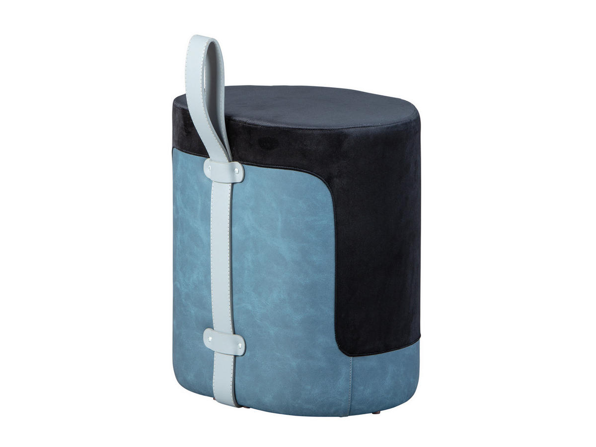 POUF schwarz und blau - Schwarz, Holzwerkstoff (38/43/32cm) - ebuy24