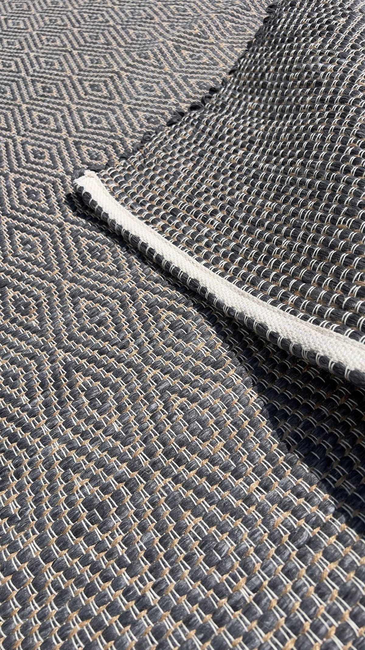 TEPPICH aus recycelten Fasern handgewebt grau - Grau, Naturmaterialien (140/200cm) - AFK Living