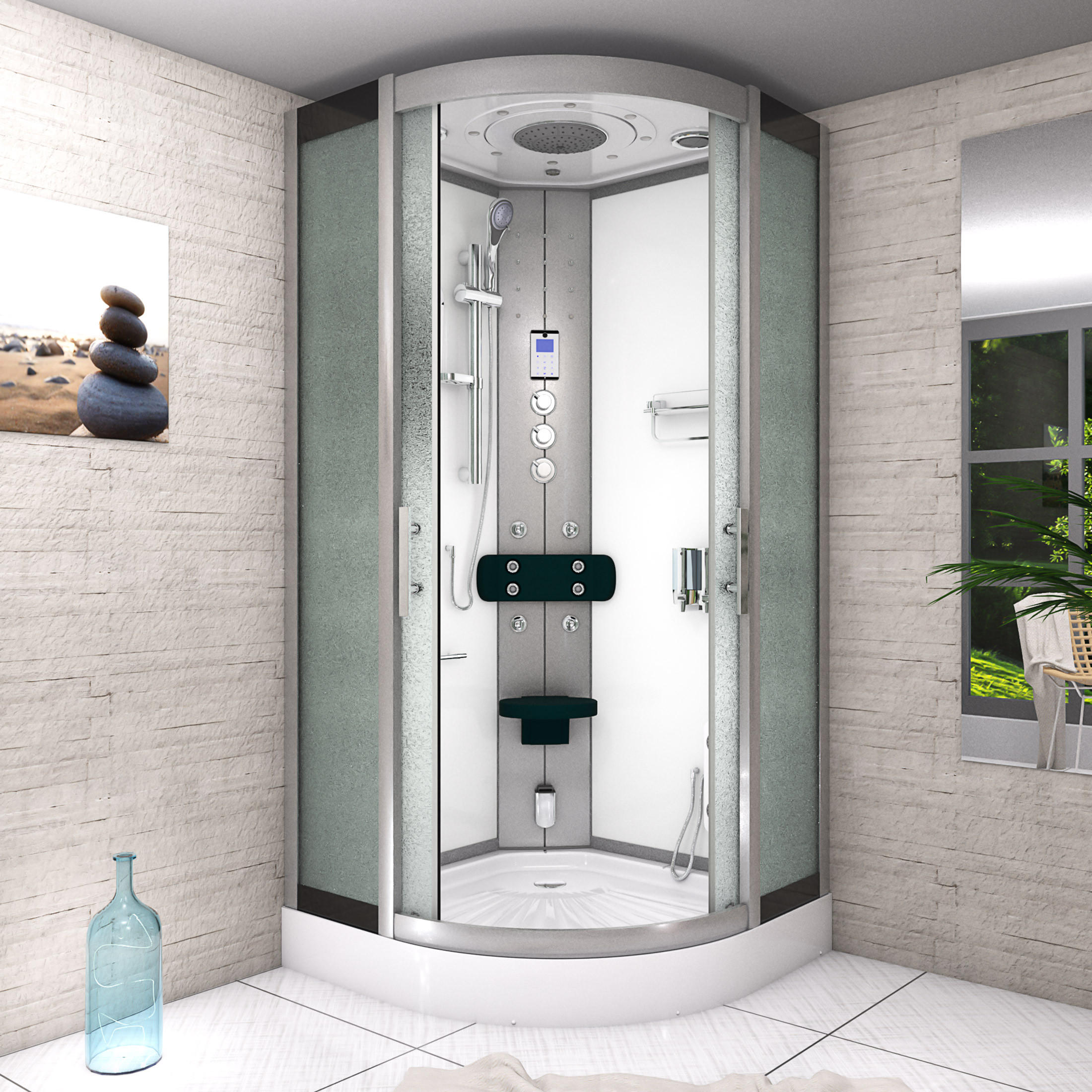 Thumbnail - AcquaVapore by Sandra Jentho Duschkabine, Weiß, Glas, Kunststoff, Metall, 100x215x100 cm, CE, Badezimmer, Baden & Dusche...