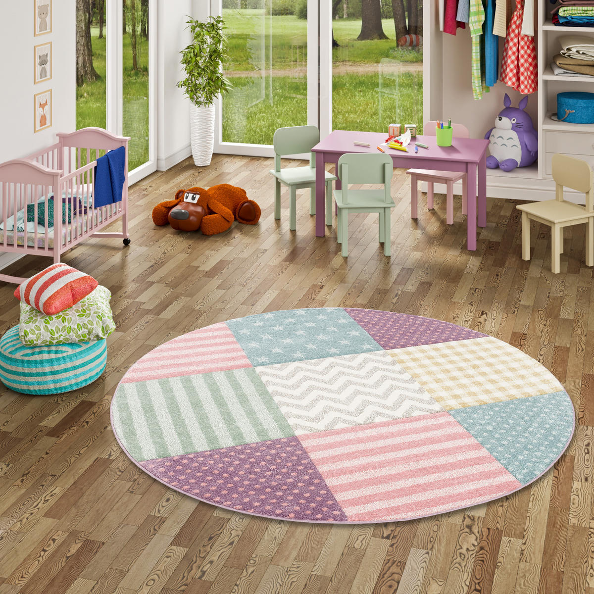 KINDER UND JUGEND TEPPICH MAUI STERNE RUND - Multicolor, Textil (160/160cm) - Pergamon