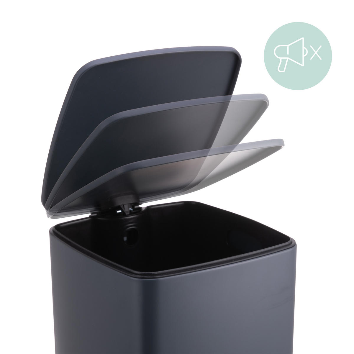 MÜLLEIMER - Grau, Kunststoff/Metall (29/53/34cm) - Relaxdays