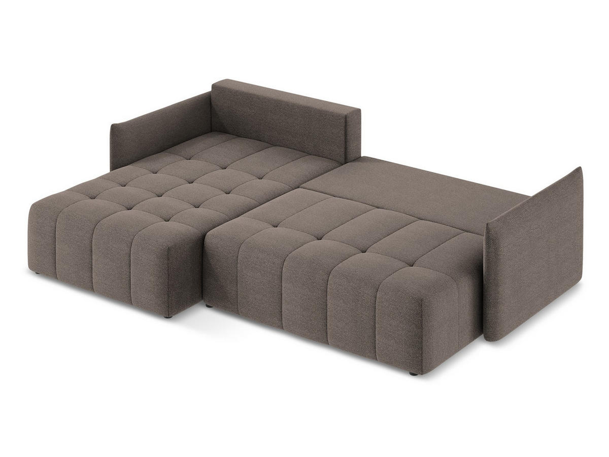 ECKSOFA Links Bouclé Stoff Grau - Hellgrau/Schwarz, Holzwerkstoff/Kunststoff (248/166cm) - Makamii