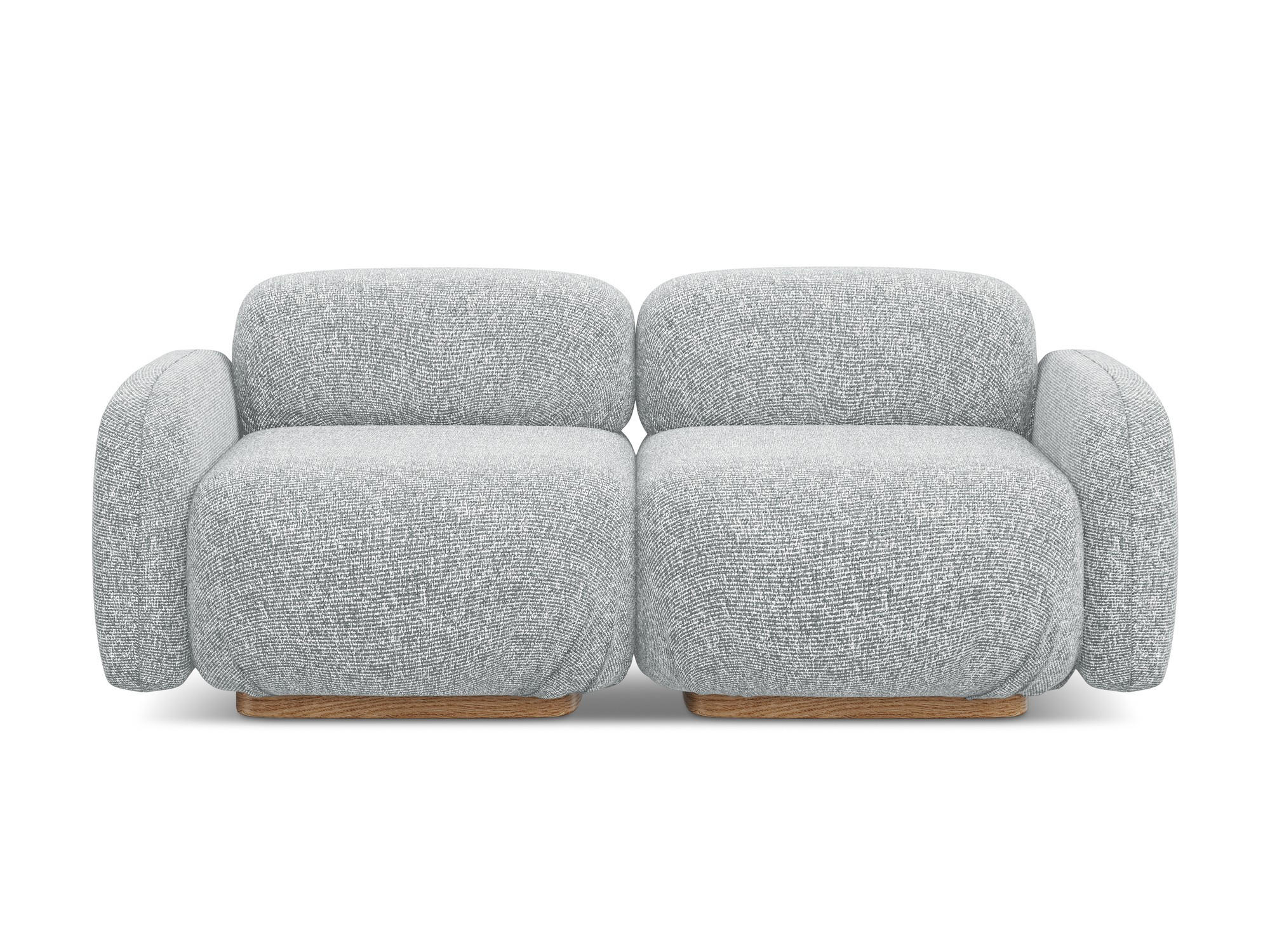 3-SITZER SOFA Strukturstoff Stoff Grau - Silberfarben/Braun, Holz/Textil (190/73/95cm) - Makamii