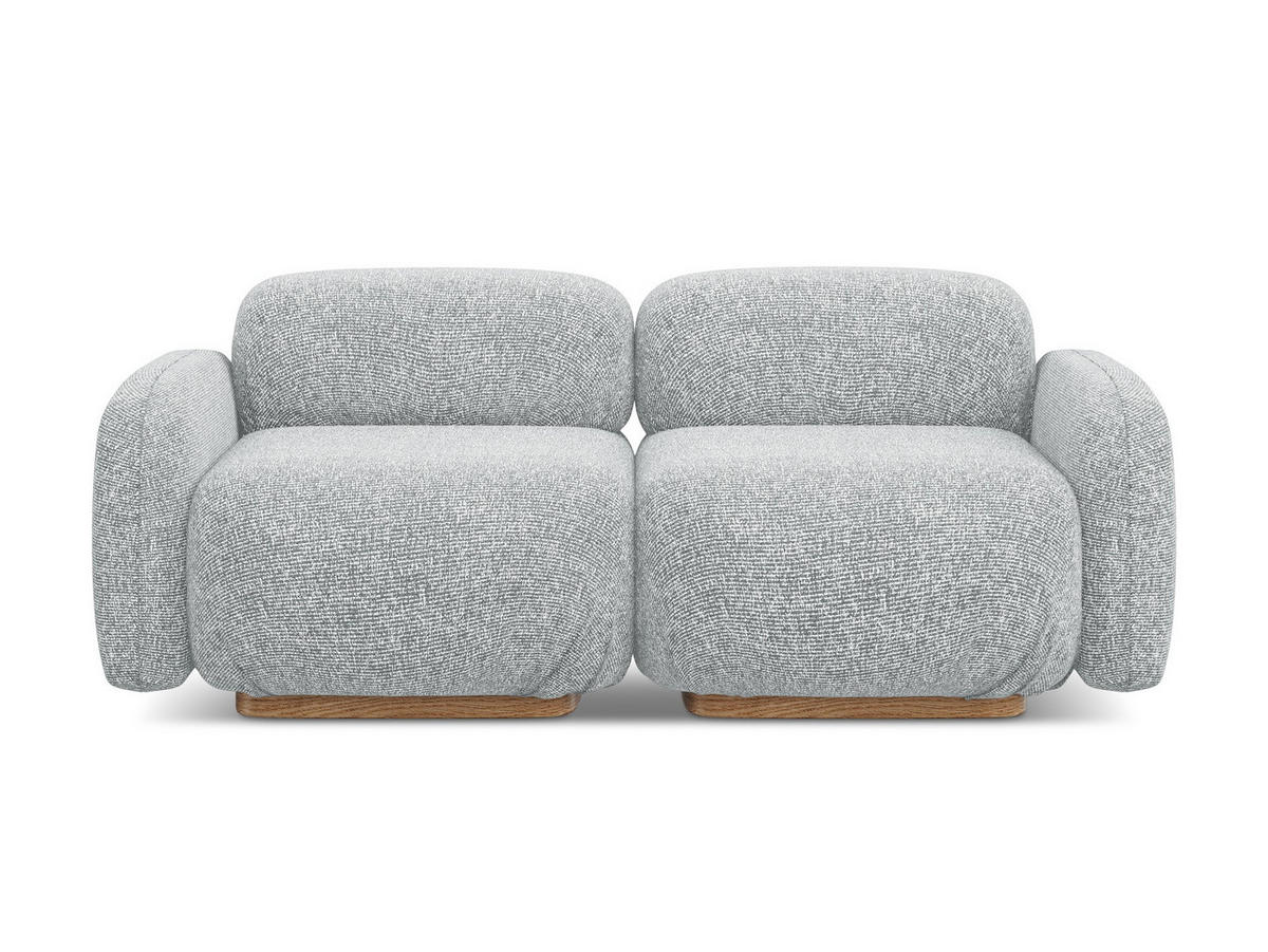 3-SITZER SOFA Strukturstoff Stoff Grau - Silberfarben/Braun, Holz/Textil (190/73/95cm) - Makamii