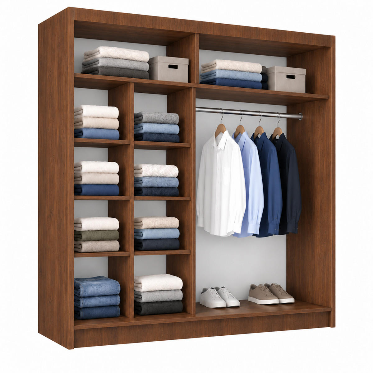 KLEIDERSCHRANK Lumil 200 cm Nussbaum Warmia Griffe schwarz - Nussbaumfarben, Holzwerkstoff (200/216/61cm) - KS Home Concept