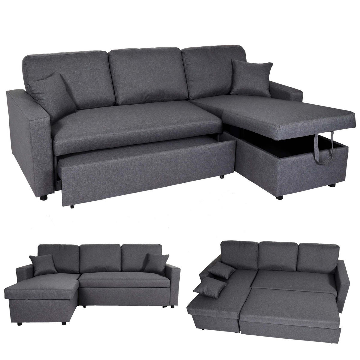 ECKSOFA MIT BETTKASTEN Grau - Grau, Textil (228/151cm) - MCW