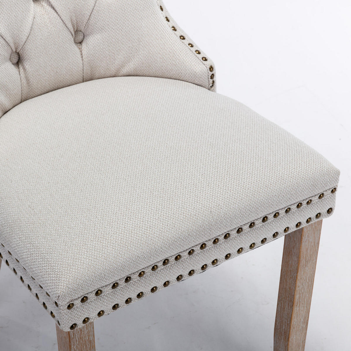 STUHL-SET DE-36335 2 Stück mit Leinenbezug Beige - Beige, Holz (50/95/65cm) - ComfortXL