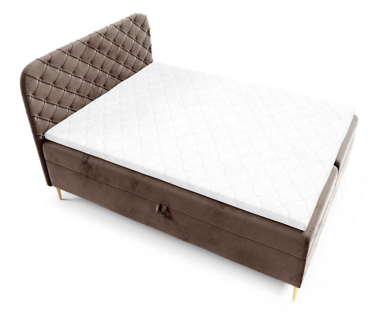 BOXSPRINGBETT 180x200 Elara, Chesterfield, 15 cm Beine, Matratze, Braun - Braun, Holz/Textil (180/200cm) - Emporius