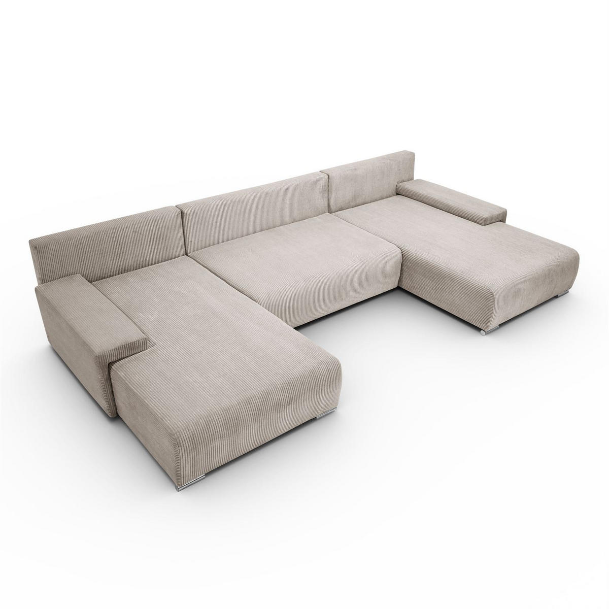 WOHNLANDSCHAFT LAVIO U mit Schlaffunktion und Bettkasten - Beige, Textil (348/93/188cm) - Lookway