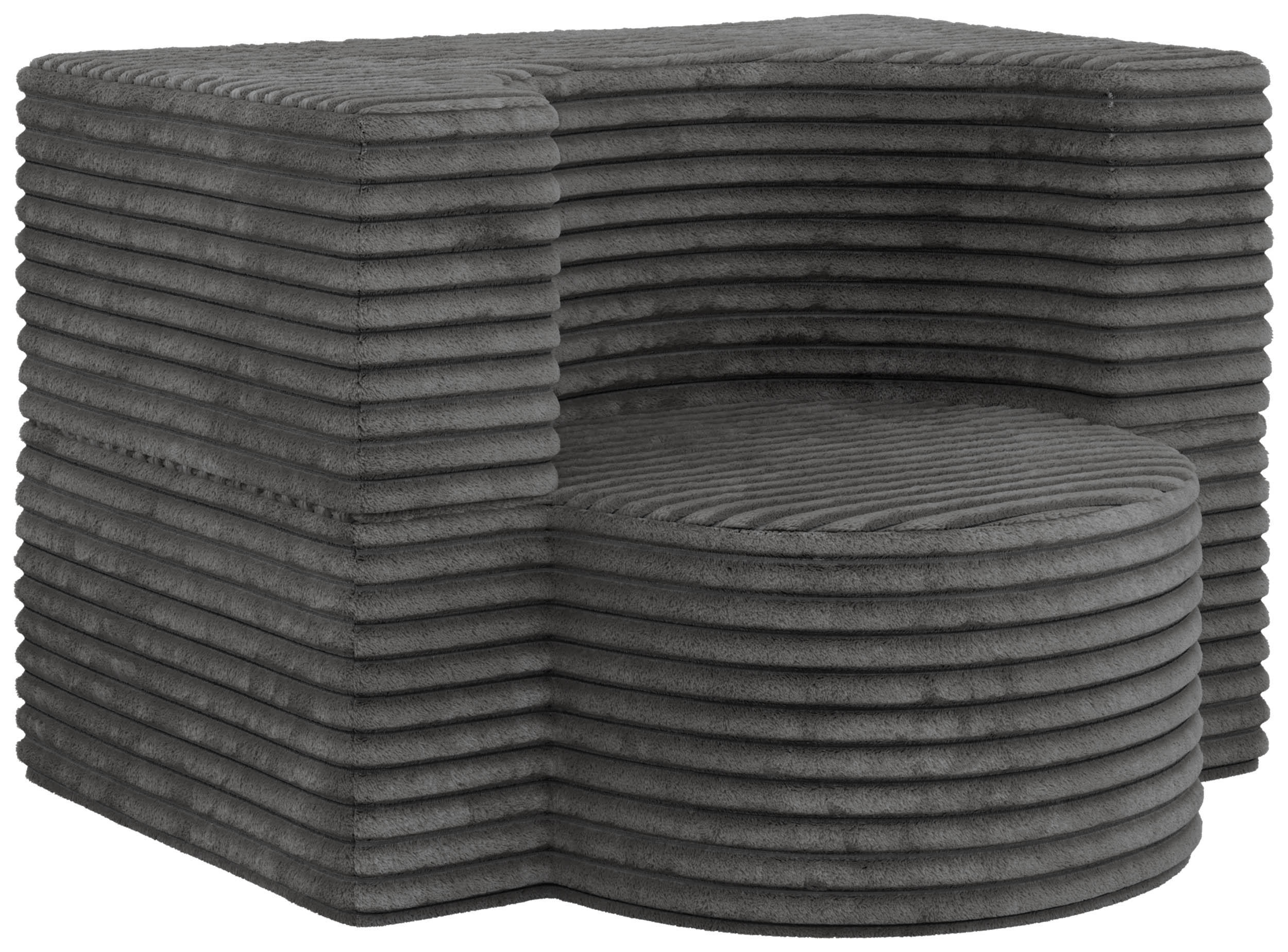 1-SITZER BODENSOFA SANOA - Grau Cord - Grau, Textil (100/68/96cm) - MKS