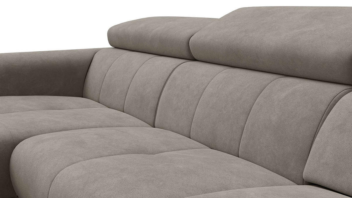 ECKSOFA RODEN 4-Sitzer mit Relax, beige, Veloursstoff - Beige, Holz/Textil (268/92cm) - Wozimo