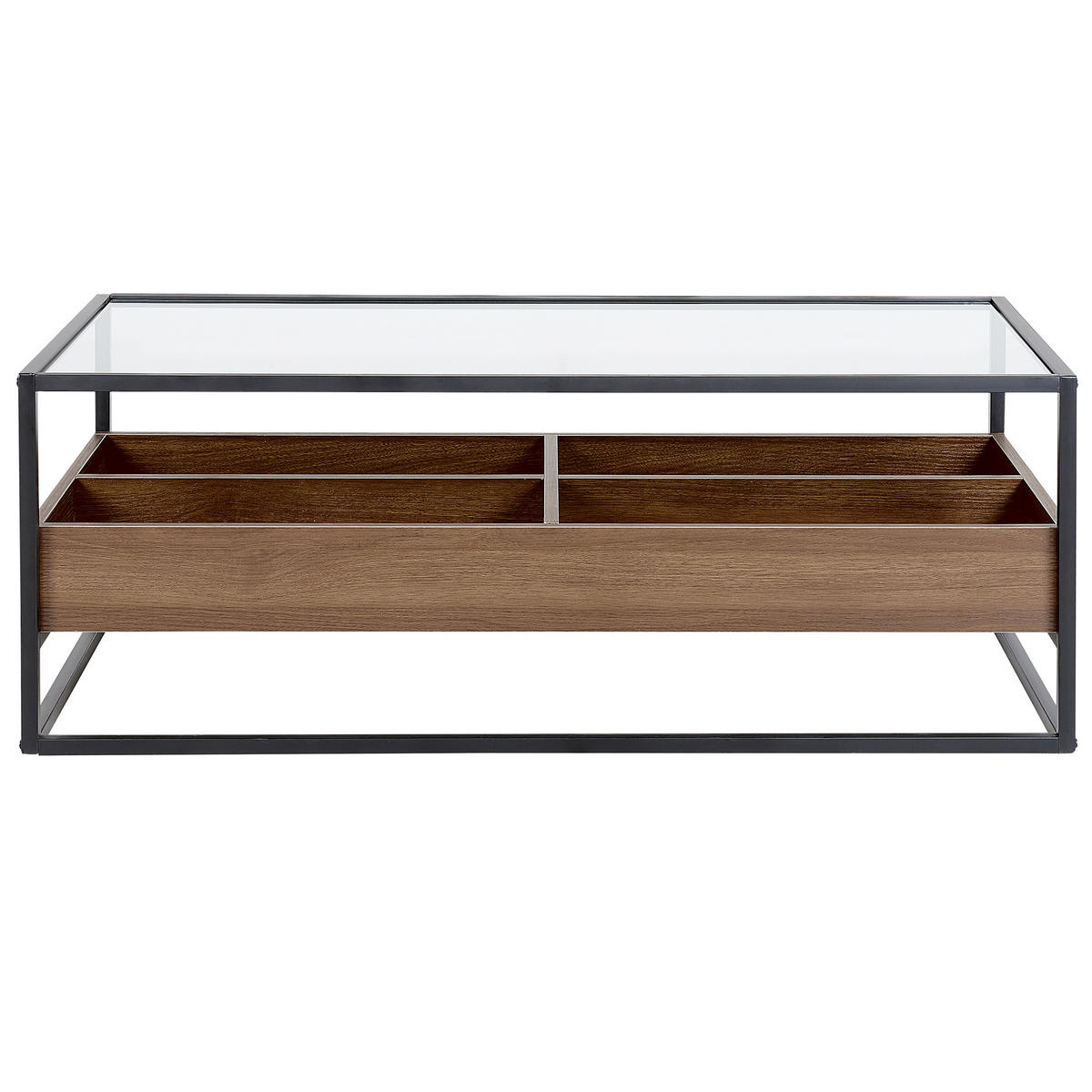 COUCHTISCH dunkler Holzfarbton/schwarz rechteckig Waco - Dunkelbraun/Schwarz, Metall (110/55/42cm) - Beliani