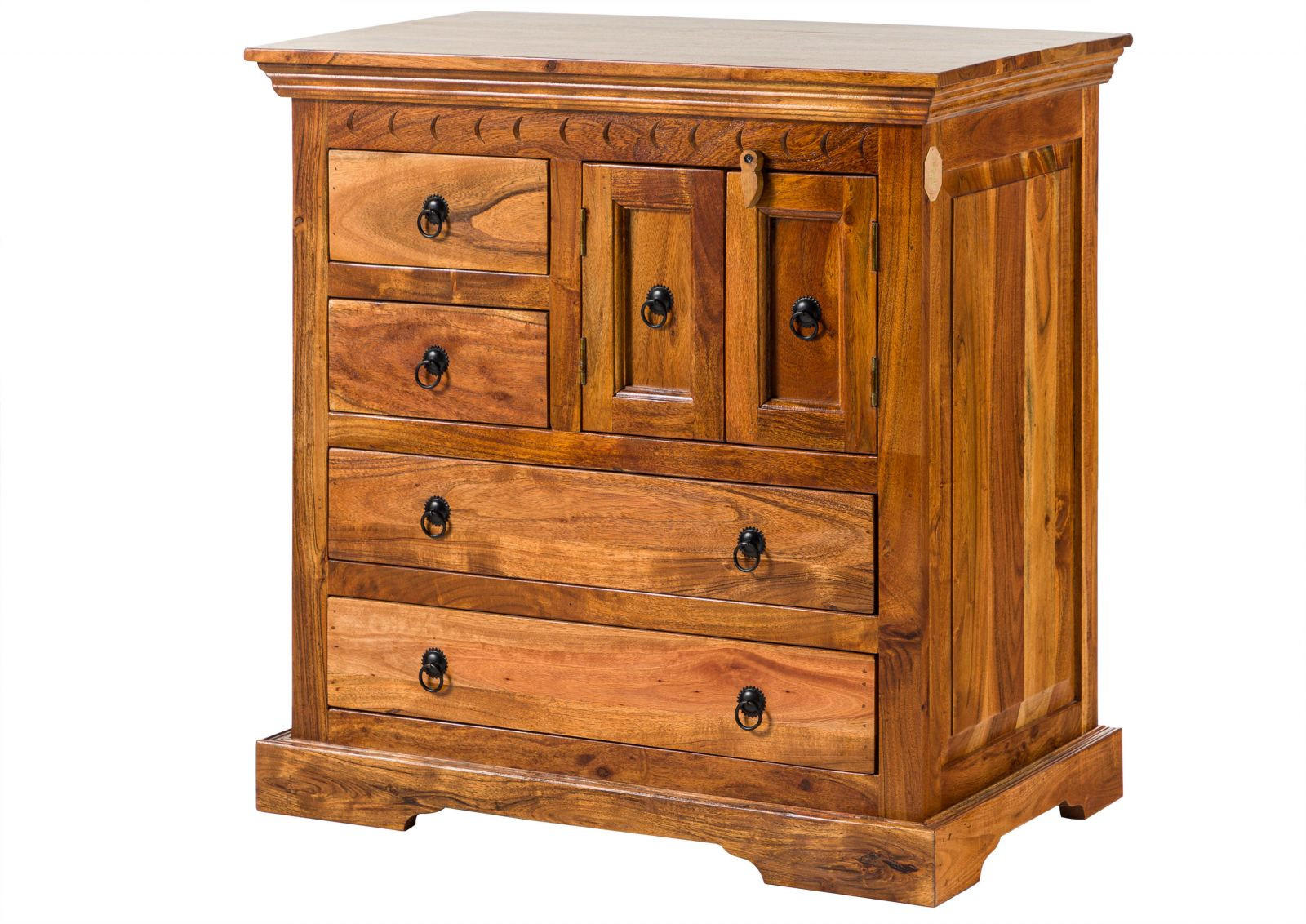 KOMMODE Akazie 87x50x87 honig lackiert OXFORD #0446 - Braun, Holz (87/87/50cm) - Massivmoebel24