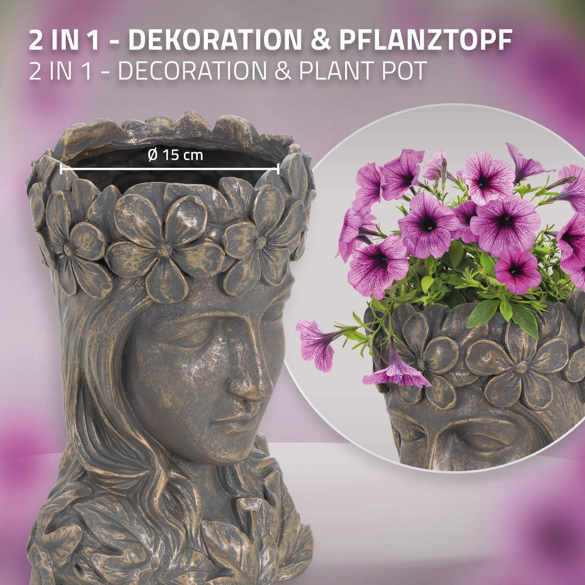 PFLANZTOPF rund Bronze 21/16/32 cm - Bronzefarben, Holzwerkstoff (32cm) - ML-DESIGN