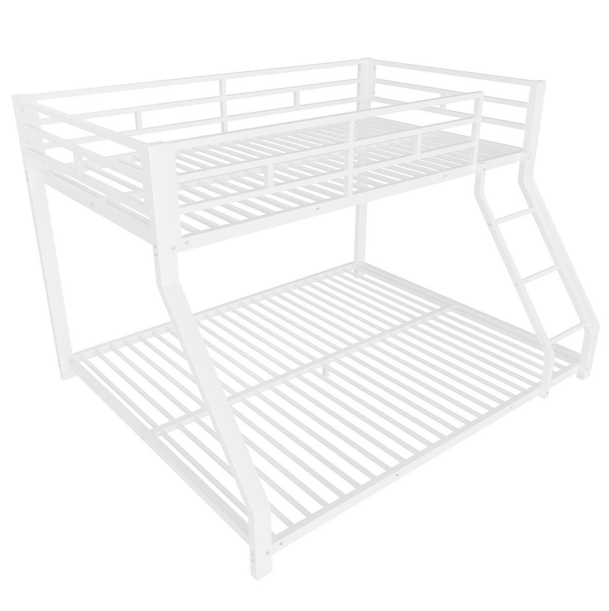 ETAGENBETT aus Metall 90x200/140x200 cm Weiß mit Treppe, Geländer und EN747-Zertifizierung - Weiß, Metall (90/200cm) - Modfu