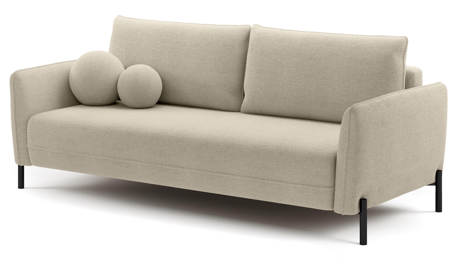 SOFA Veruco Hellbeige mit Schlaffunktion - Ecru/Schwarz, Textil/Metall (234/90/100cm) - Selsey