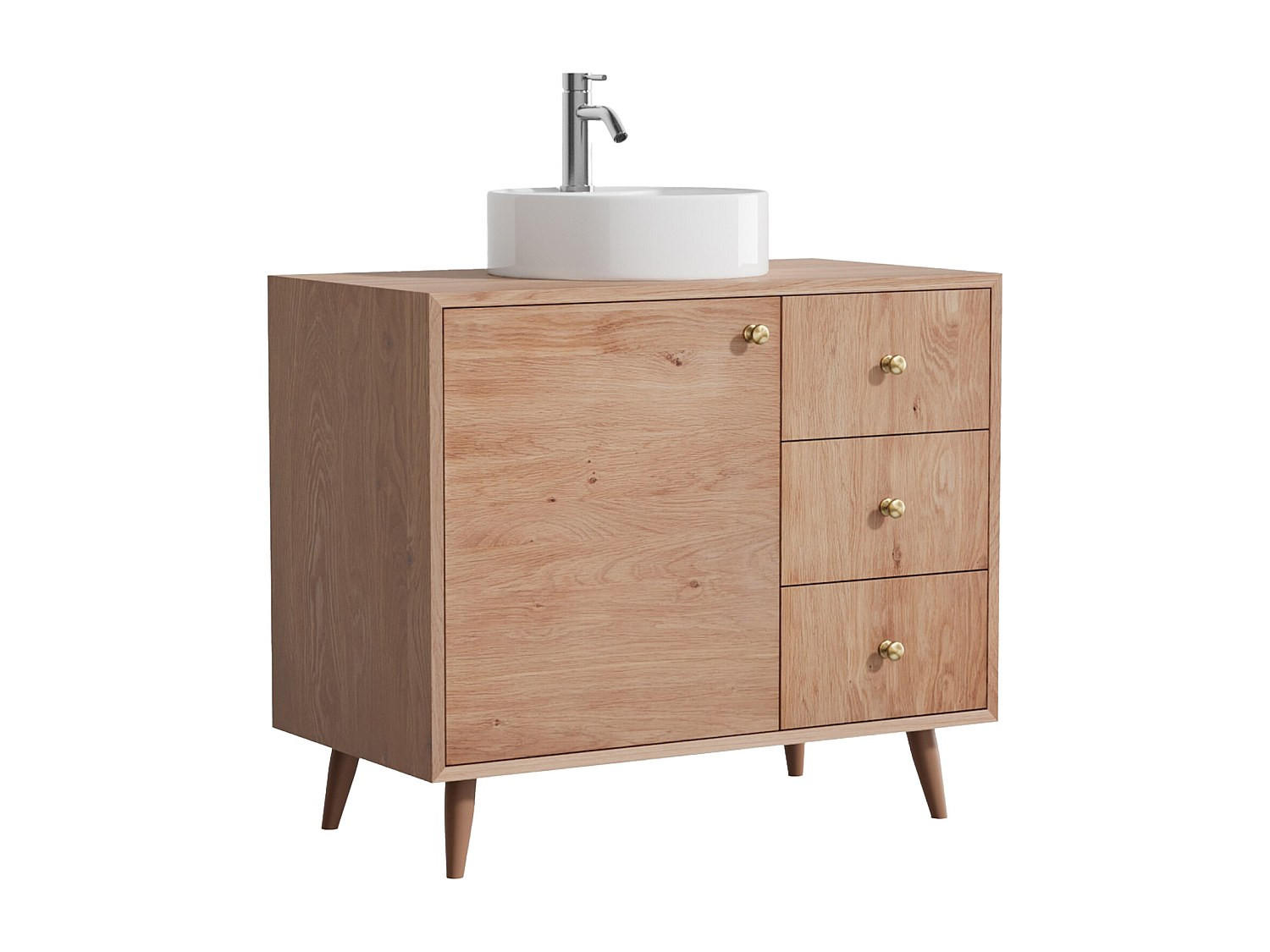 EINZELWASCHTISCH - 93 cmcm x 50 cmcm - Holz, Platte - Naturfarben Hell - ZARENO - Naturfarben, Holz (93/80.5/50cm) - Vente-Unique