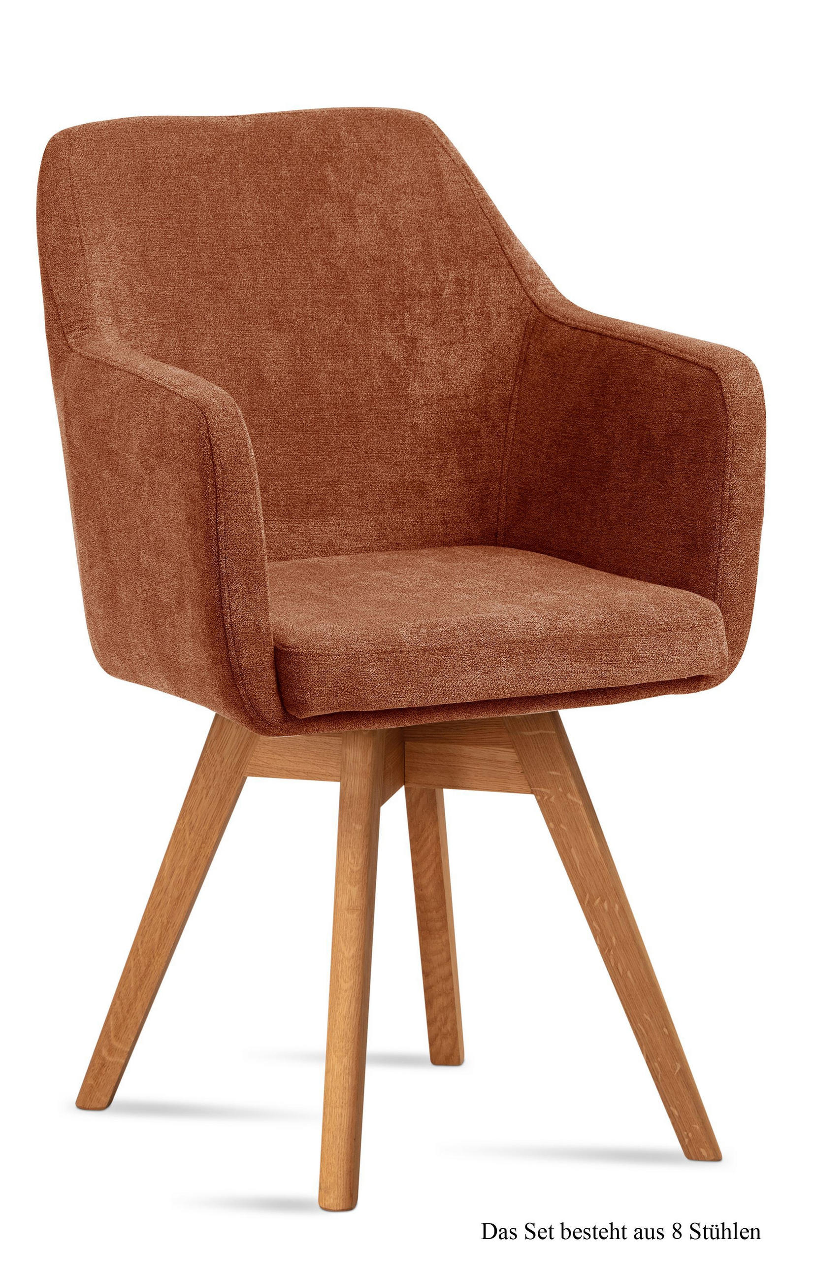 ARMLEHNSTUHL drehbar (8er-Set) Dorry 57x87x60 Eiche geölt/Cognac - Cognac/Eichefarben, Kunststoff (60/87/57cm) - 58aufmkessel