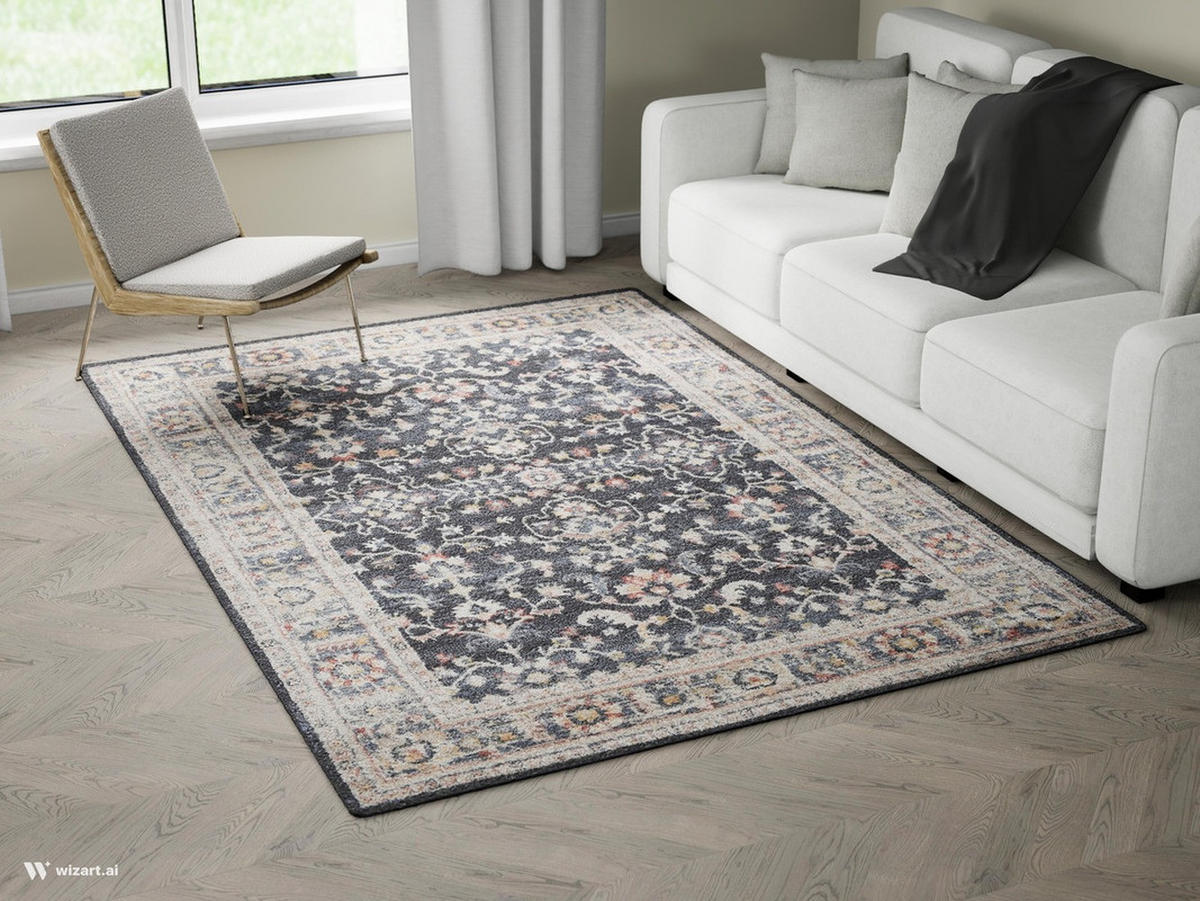 HEATSET-TEPPICH Florence Dunkelblau/Beige 160x230 cm - Multicolor, Textil (160/230cm) - Vercai Rugs