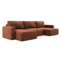 WOHNLANDSCHAFT Chenille Stoff Orange - Terra cotta/Schwarz, Kunststoff/Textil (332/79/149cm) - Makamii