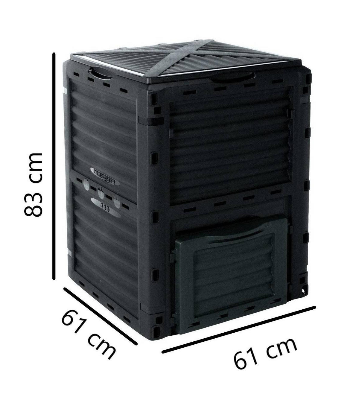 KOMPOSTER 300 L - Schwarz, Kunststoff (61/83/61cm)