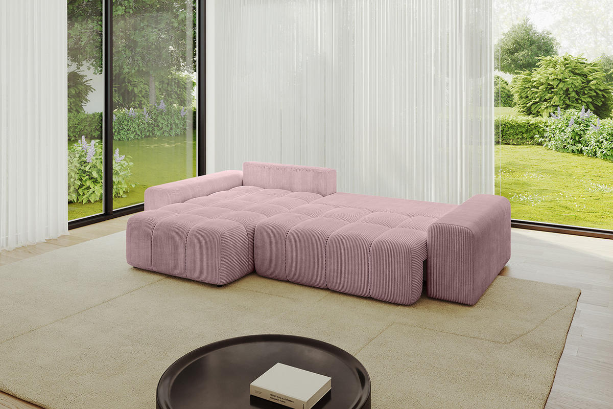 ECKSOFA Ottomane links/rechts ENIL-L 290x175x84 Rosa Cord - Rosa, Holzwerkstoff/Kunststoff (290/175cm) - ALTDECOR