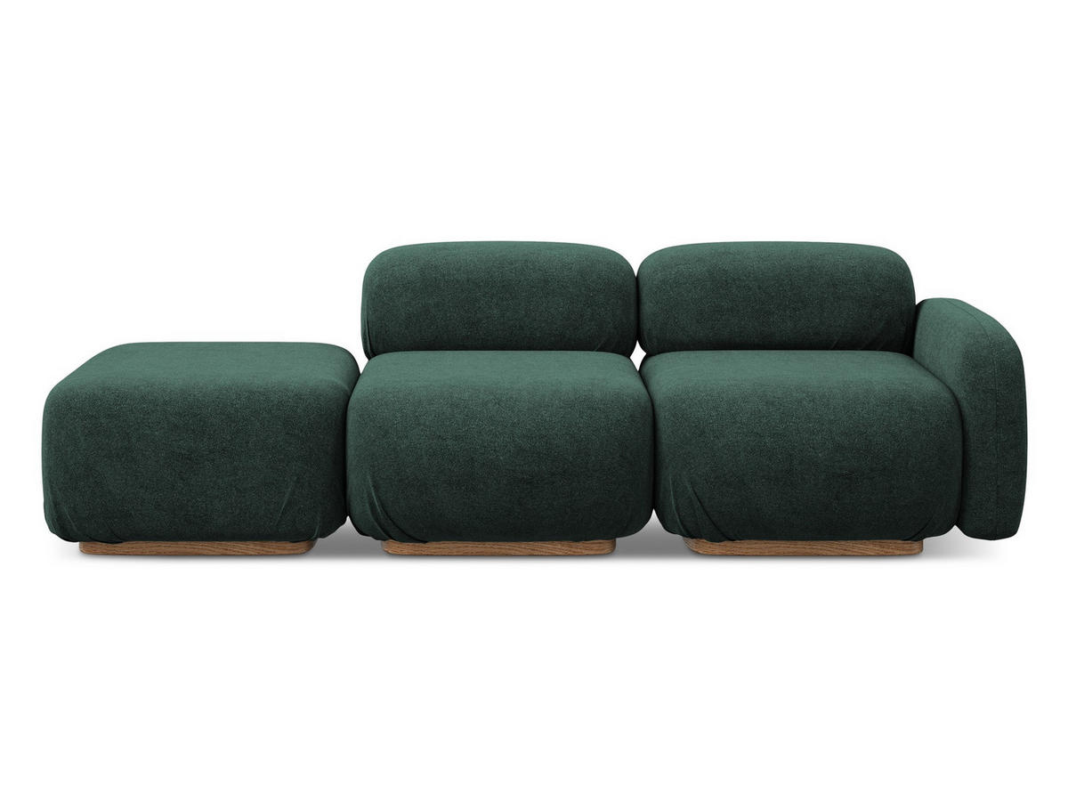 3-SITZER SOFA Bouclé Stoff Grün - Dunkelgrün/Braun, Holz/Textil (258/73/95cm) - Makamii