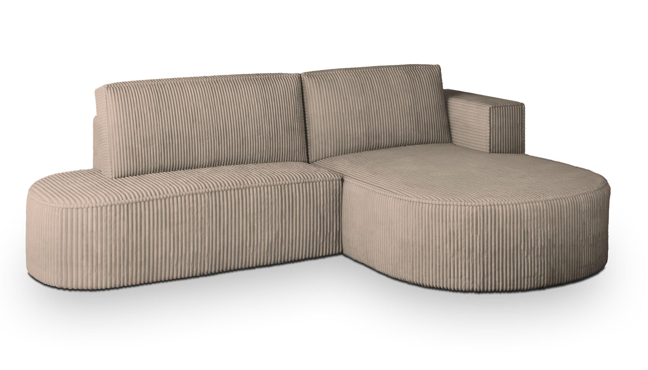 ECKSOFA CORTIO P R-S Beige Kordstoff mit Schlaffunktion - Beige, Holz (265/174cm) - MASSENO