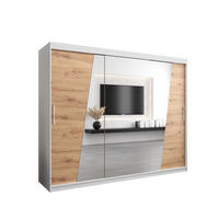 SCHWEBETÜRENSCHRANK 200/250/62 3-türig - Silberfarben/Eiche Artisan, Holz/Kunststoff (250/200/62cm) - Abiks Möbel