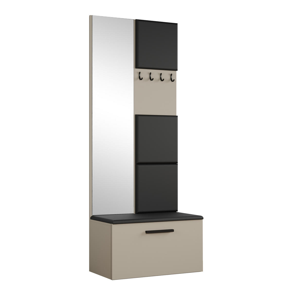 GARDEROBENSCHRANK MODULO 120,6/204/40 cm Modern Garderobe-Set Kaschmir - Kaschmir/Schwarz, Holzwerkstoff (120.6/204/40cm) - MASSENO