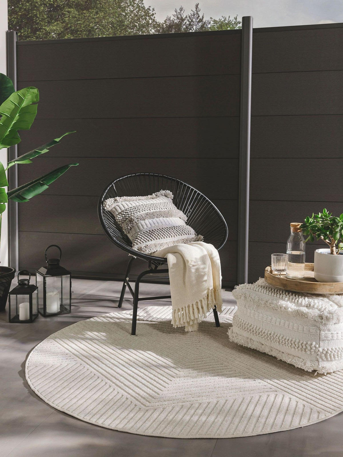 OUTDOORTEPPICH rund Mars Cream ø 160 cm rund - Beige, Kunststoff (160/1cm) - KUNSTLOFT