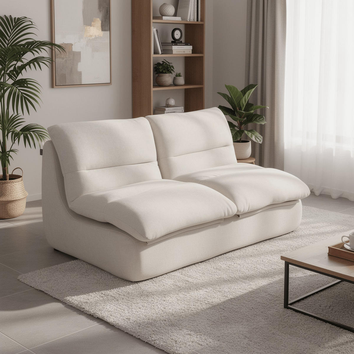 SOFA Nuvia Doppel 2-Sitzer - Weiß - Weiß, Textil (160/73/100cm) - COCO Living