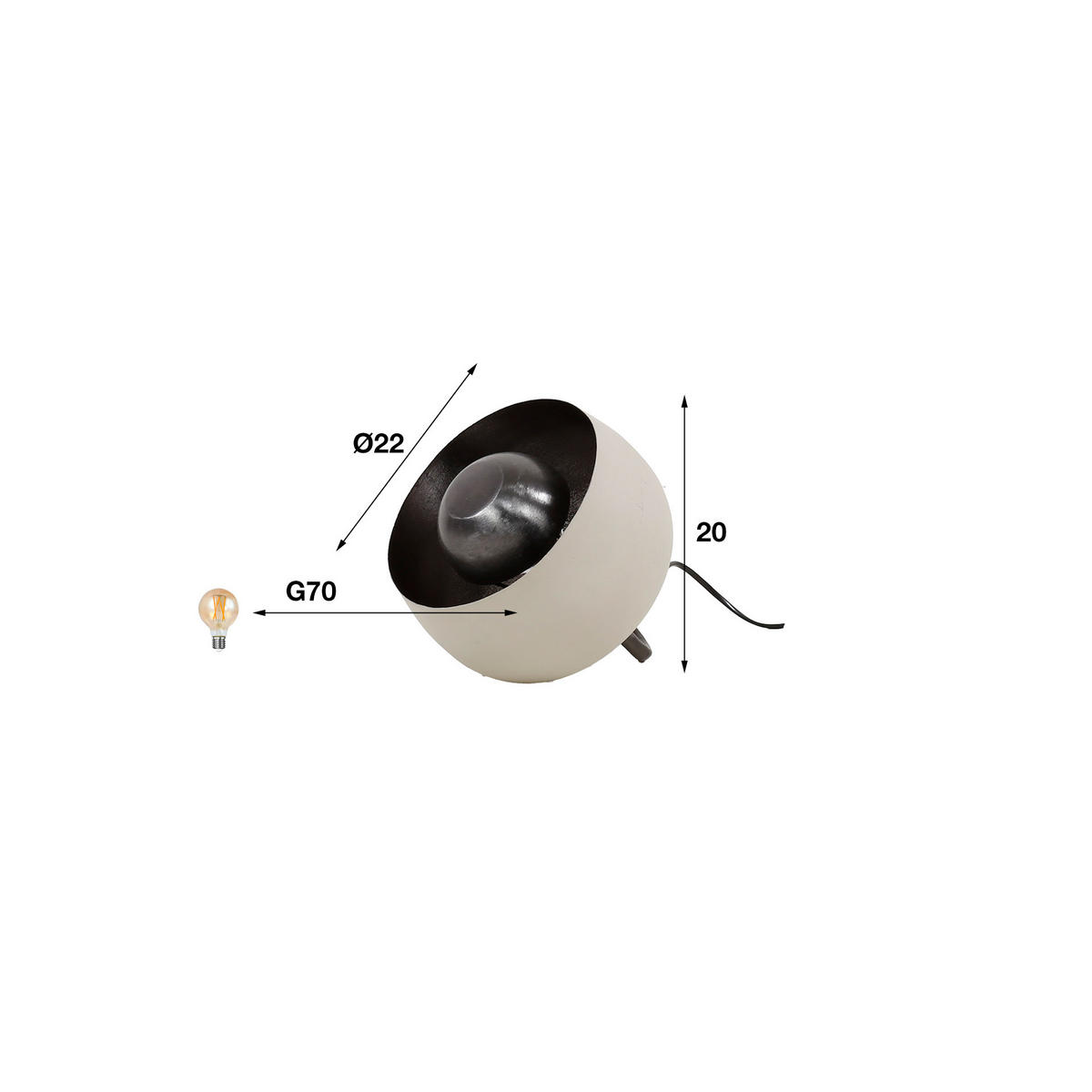 TISCHLEUCHTE Basket Grau 22/22/20 cm - Grau, Metall (22/22/20cm) - Hoyz Collection