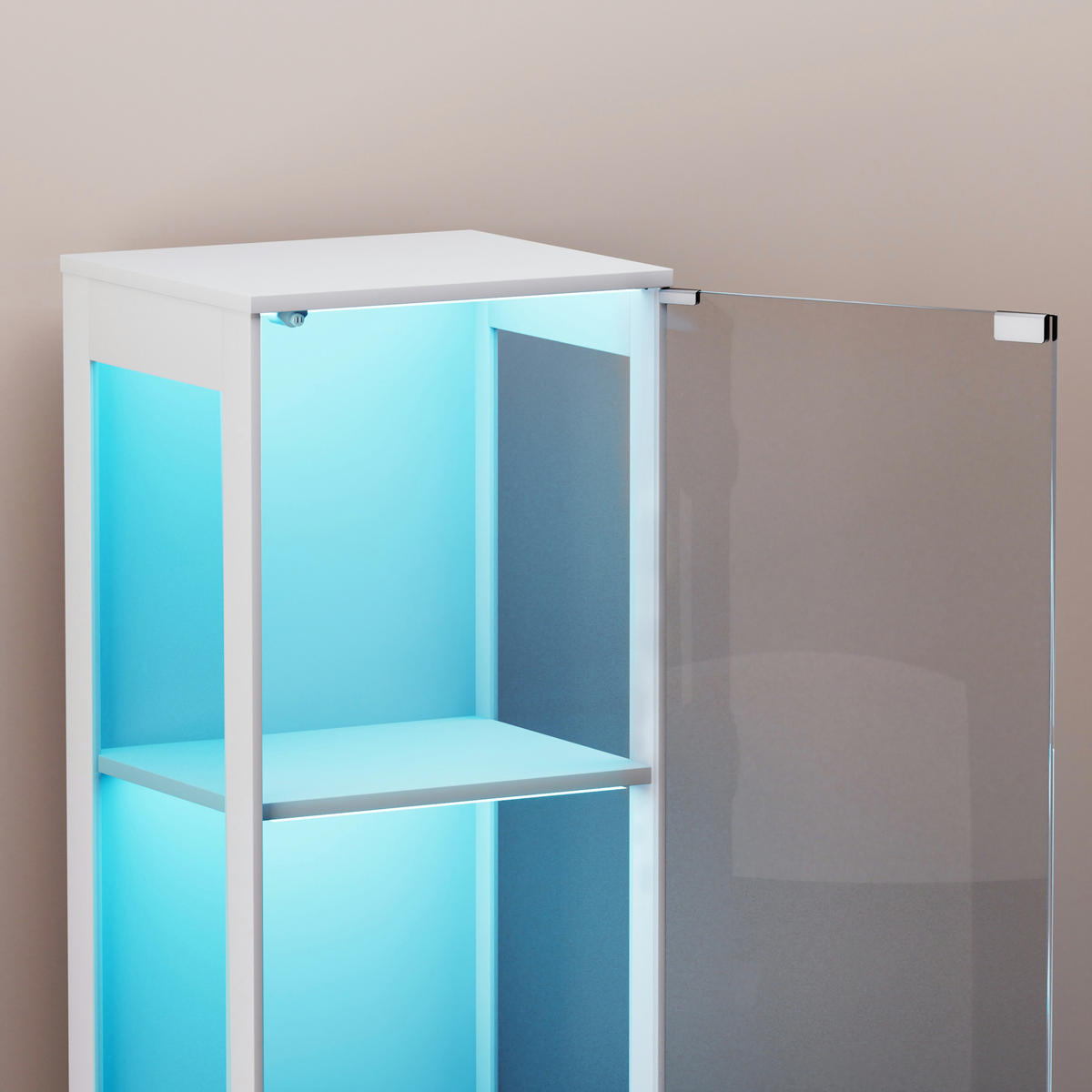 VITRINE mit LED-Beleuchtung 40 x 35 x 165 cm - Weiß - Weiß, Kunststoff (35/165/40cm) - KOMHTOM