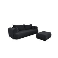 SCHLAFSOFA Anike Inkl. Polsterhocker - Schwarz, Holzwerkstoff/Textil (240/78/110cm) - Fun Möbel