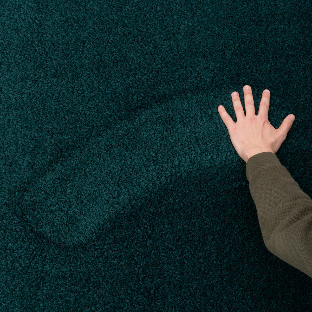 LUXUS HOCHFLOR LANGFLOR TEPPICH HARMONY RUND - Petrol, Textil (160/160cm) - Snapstyle