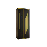 SCHWEBETÜRENSCHRANK 235,2/120/45 2-türig - Goldfarben/Schwarz, Holz/Metall (120/235/45cm) - Abiks Möbel