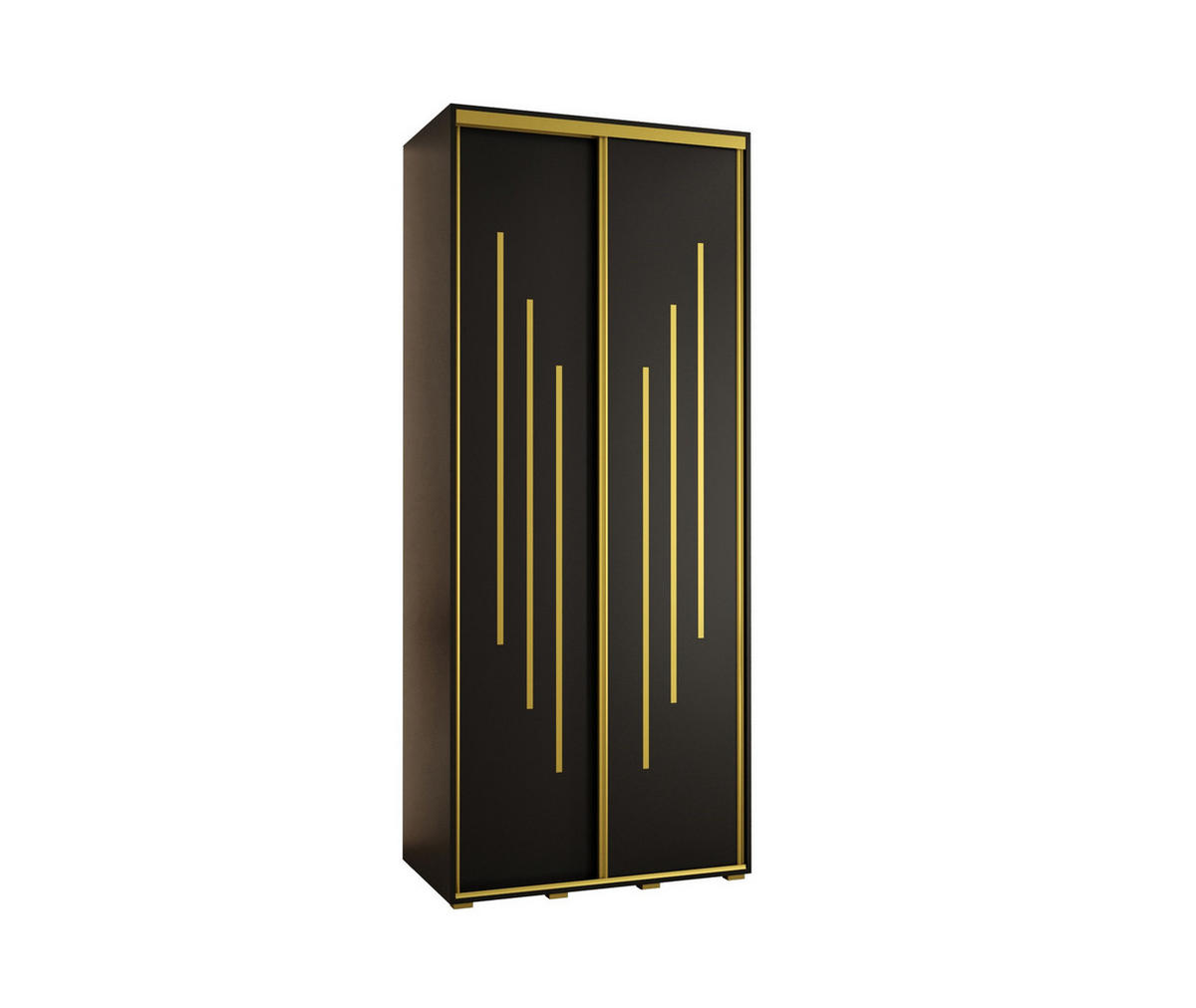 SCHWEBETÜRENSCHRANK 235,2/120/45 2-türig - Goldfarben/Schwarz, Holz/Metall (120/235/45cm) - Abiks Möbel