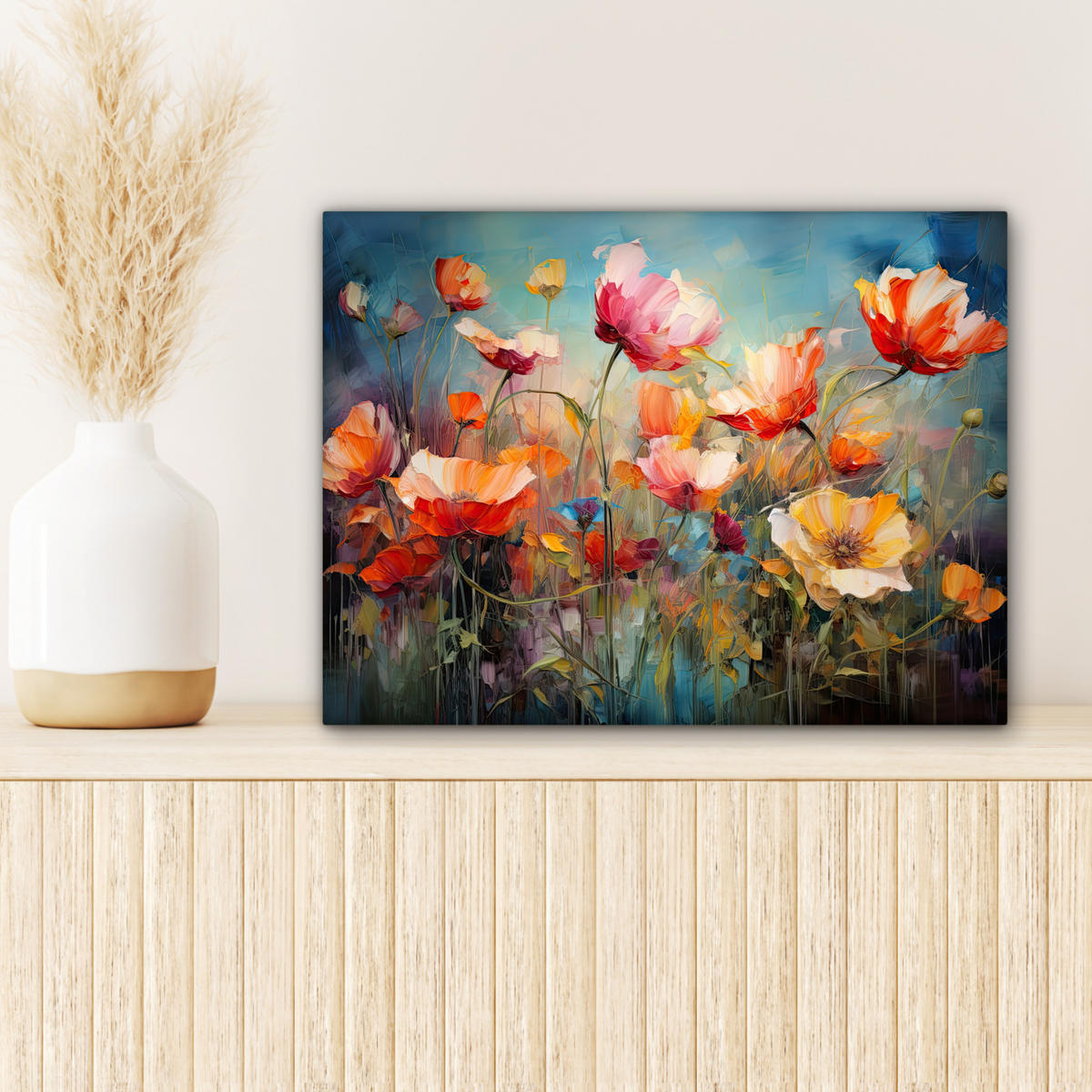 LEINWANDBILD Blumen - Aquarell - Kunst - Botanisch - Natur Wandbild 40x30 cm - Orange, Textil (40/30cm) - MuchoWow