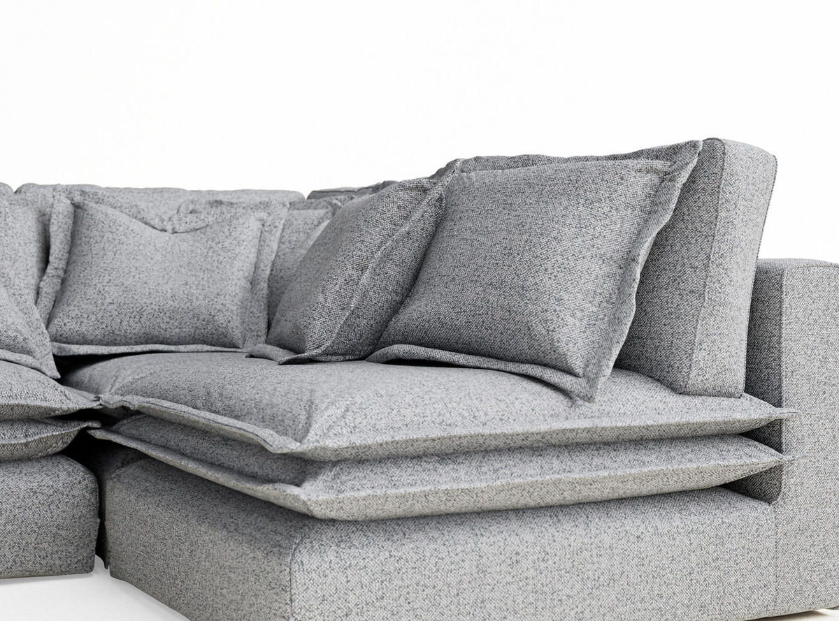 ECKSOFA Amalfi Grau Webstoff - Schwarz/Grau, Holz/Holzwerkstoff (238/222cm) - Maison de Reve