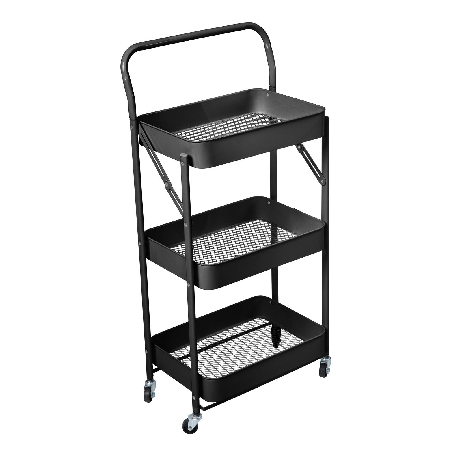 SERVIERWAGEN mit 3 Etagen Schwarz - Schwarz, Metall (45/93/30cm) - SVITA