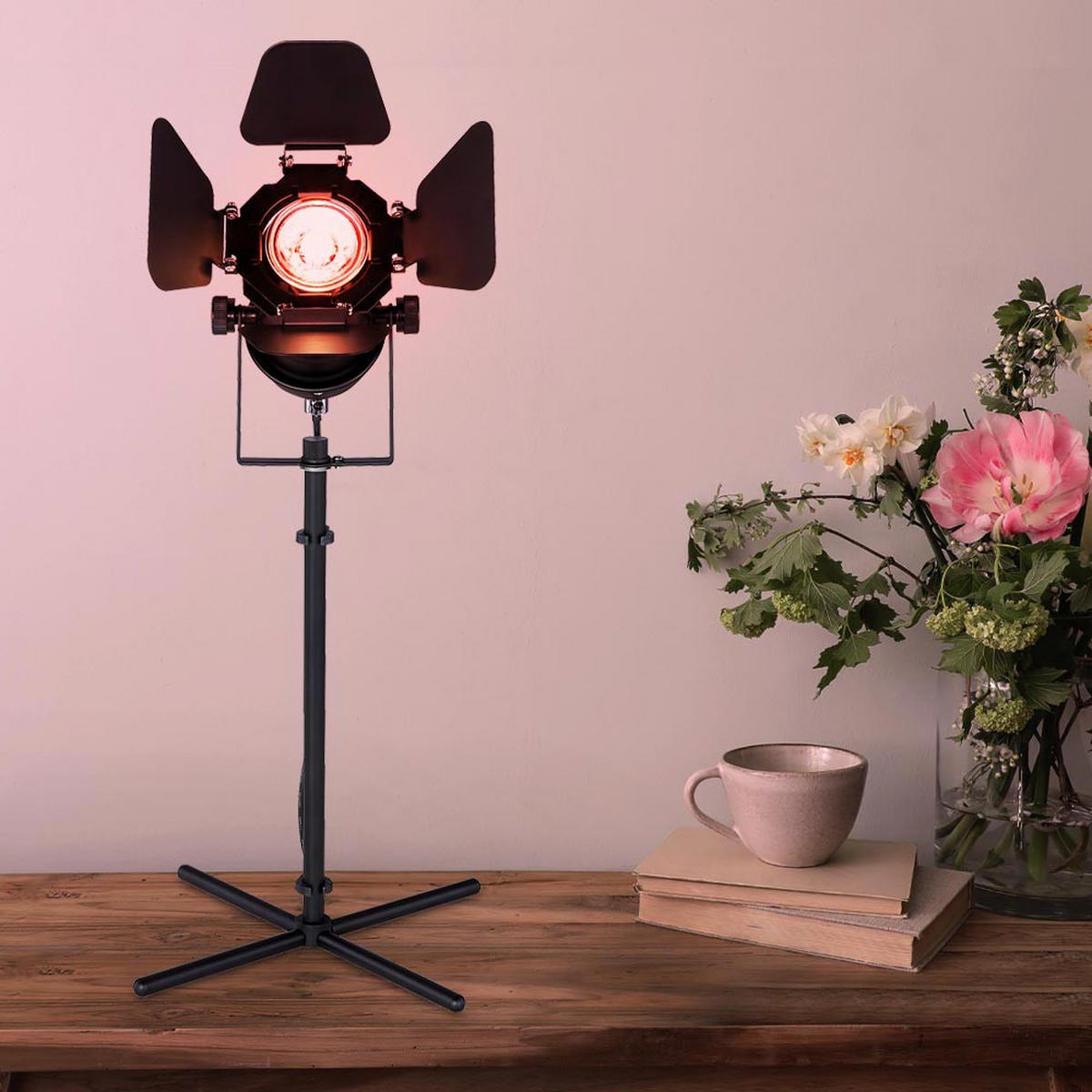 LED TISCHLEUCHTE Kunststoff Weiß App-Steuerung - Schwarz, Metall (27.5/24/48.5cm) - Globo Lighting