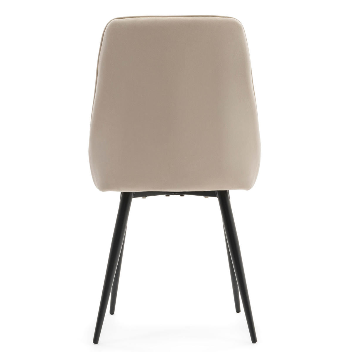 STUHL LUCA gepolstert mit Steppung - beige schwarze Beine - Samt Velours - Ecru/Beige, Textil/Metall (51/88/50cm) - NEW HOME