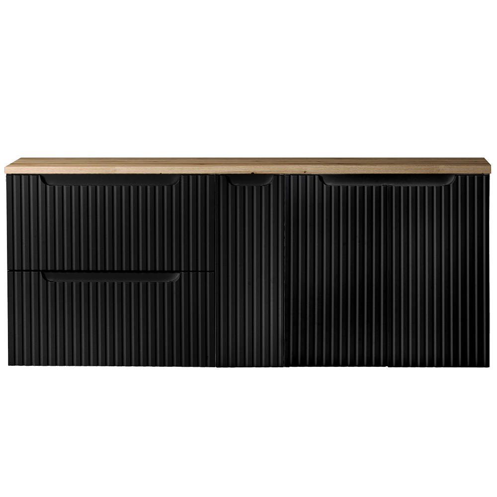 WASCHBECKENSCHRANK Newport-56 - Schwarz, Holzwerkstoff (140/60/40cm) - Lomado