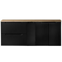 WASCHBECKENSCHRANK Newport-56 - Schwarz, Holzwerkstoff (140/60/40cm) - Lomado