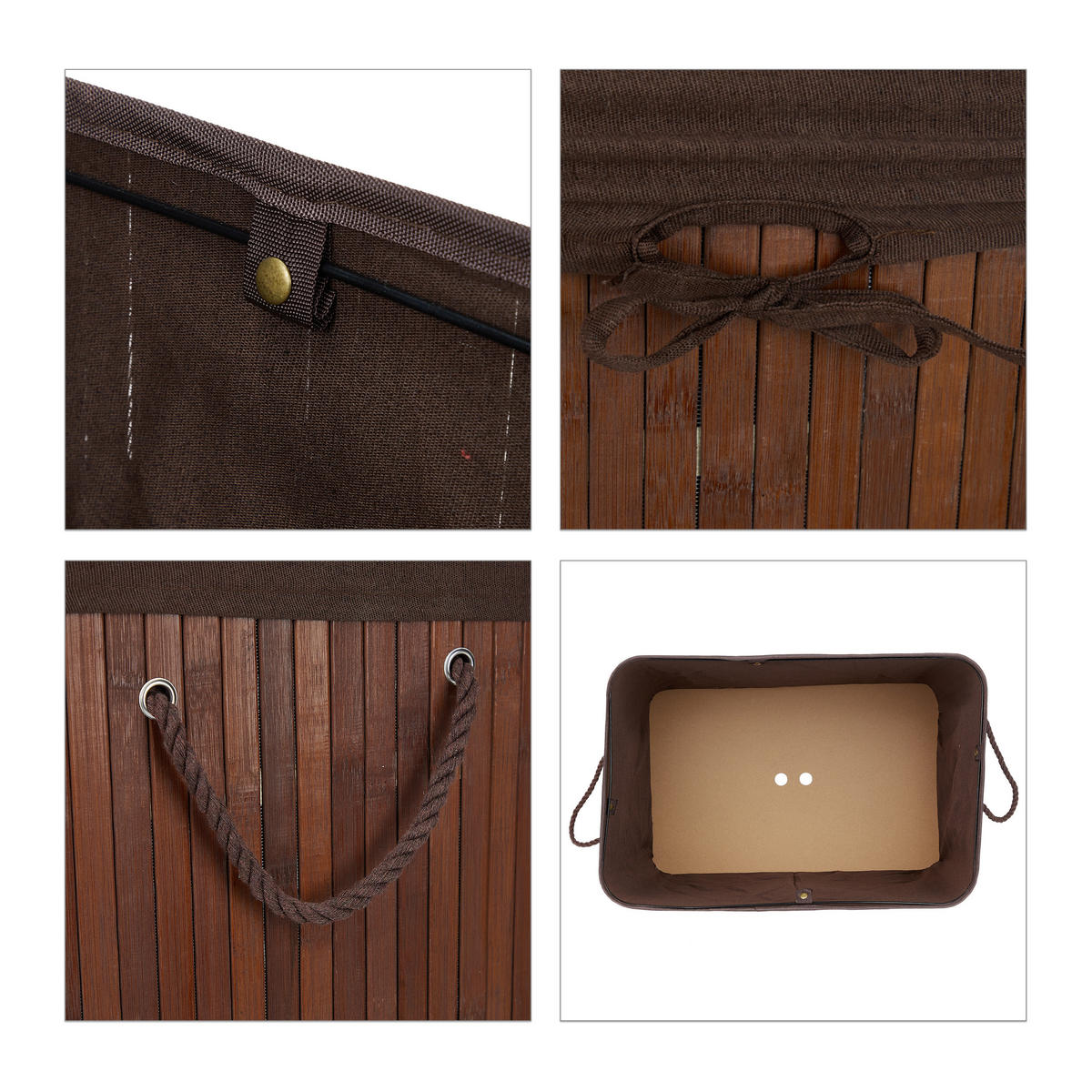 WÄSCHEKORB - Braun, Holz/Wellpappe (62.5/62/42.5cm) - Relaxdays