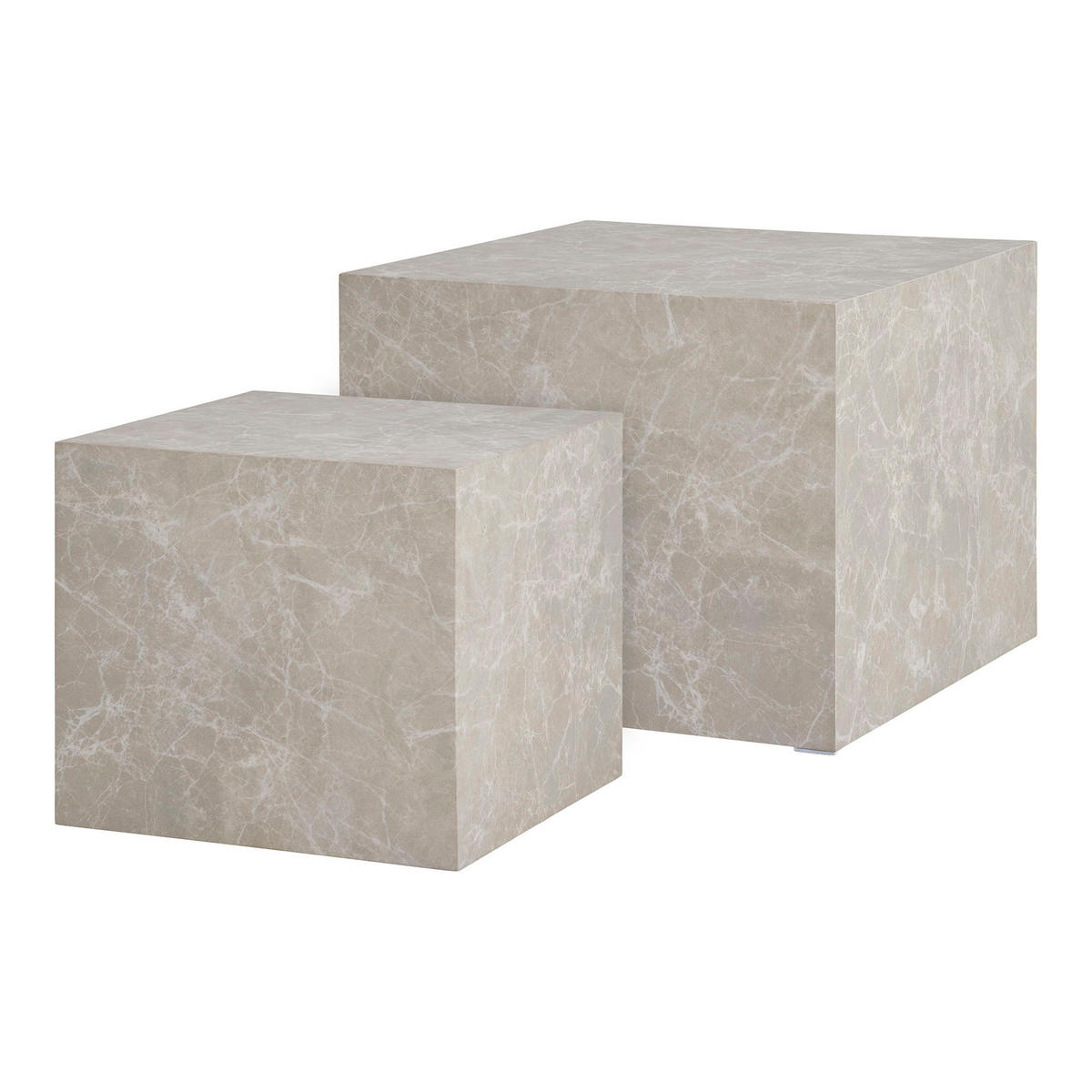 COUCHTISCH Set Marmor Optik - Hellgrau, Holzwerkstoff (50/50/40cm) - tinkaro
