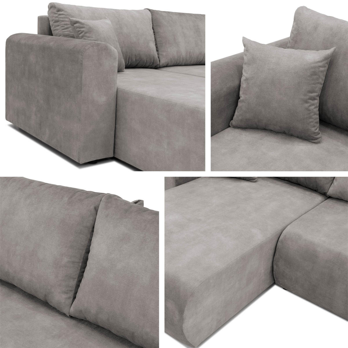 ECKSOFA Eliwo - Creme/Schwarz, Holz/Textil (252/158cm) - MIRJAN24