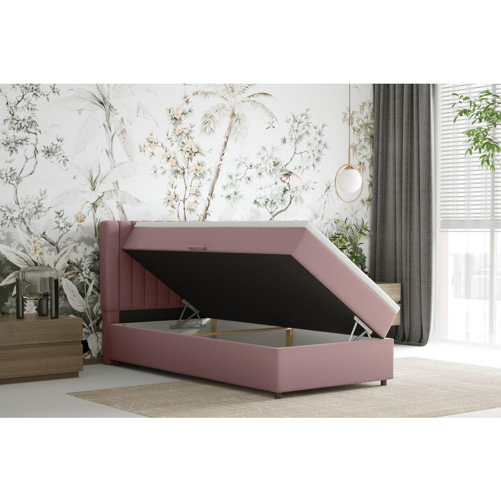 Thumbnail - Panda Möbel Boxbett, Rosa, Holz, Mode, H3, 90x200 cm, Oeko-Tex® Standard 100, Schlafzimmer, Betten, Boxspringbetten